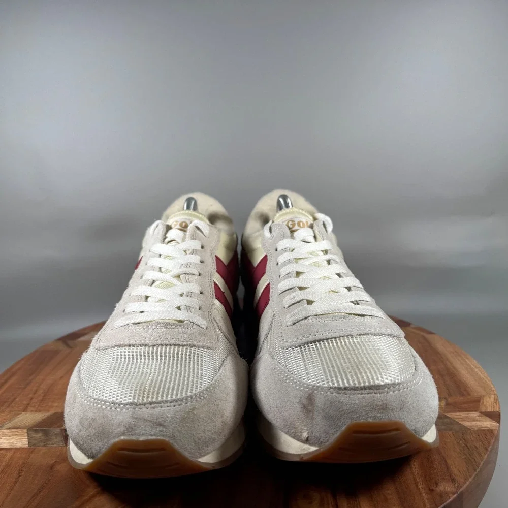 Gola Daytona Mens Retro Sneakers Off White Burgundy‎ Gum CMA592 Size 12